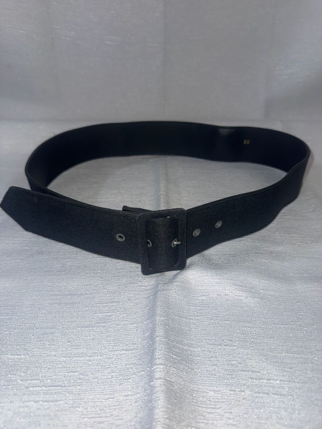 Grey Fabric Covered Buckle Waist Belt